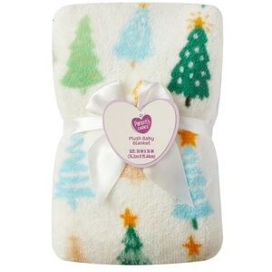 Parent's Choice Plush Baby Blanket - White with Green and Orange Trees